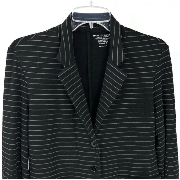 MAJESTIC FILATURES jacket blazer soft touch french terry striped black large 3 - Picture 3 of 8